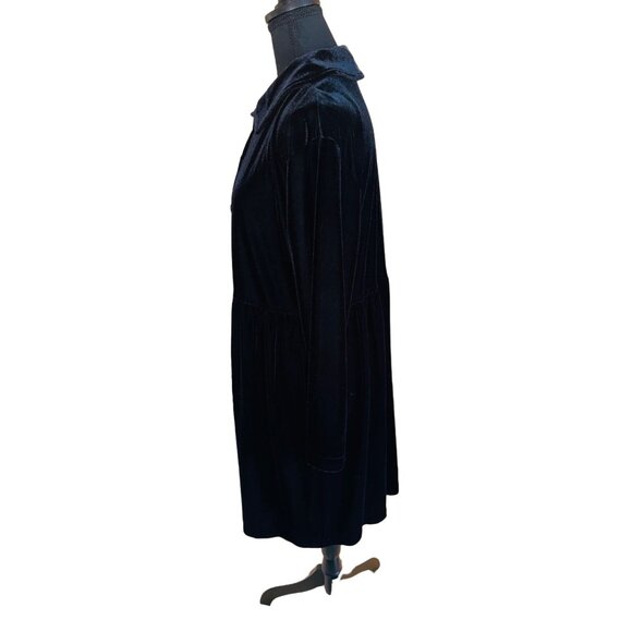 Vintage Coldwater Creek Black Velvet Buttoned Dress M Fairy Goth Wednesday Adams - Picture 6 of 10